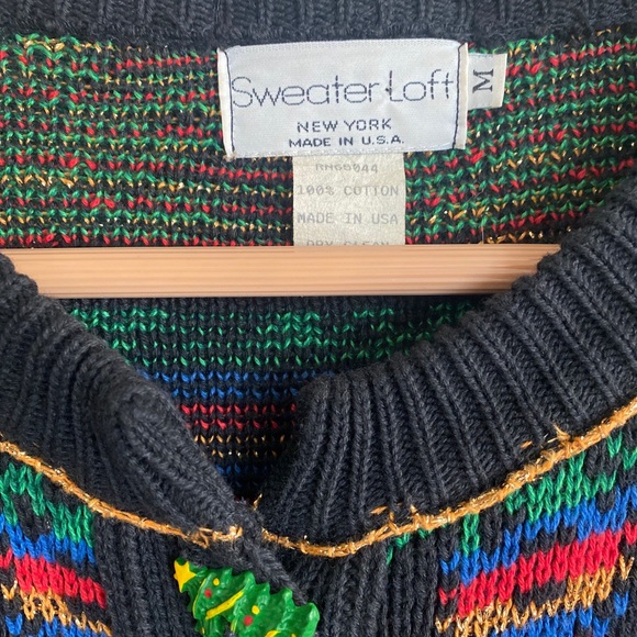 Vintage 1980's/1990's Sweater Loft Christmas Sweater Cardigan Ugly Sweater SZ M - Picture 3 of 4